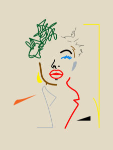 An abstract 9 colour screen print of Yara Shahidi.