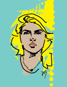 Illustration of Debbie Harry aka Blondie posing straight on.