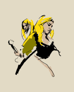 Illustration for a 4 colour screen print of Ellie Rowsell of the band Wolf Alice performing live.